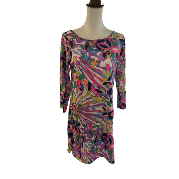 Lilly Pulitzer Dresses & Skirts - Lilly Pulitzer  3/4 Sleeve Dress Medium Pink Blue White Purple